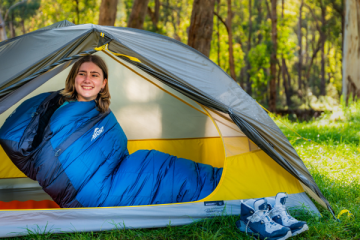 Girl in sleeping bag